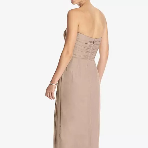 Dessy Collection TH034..Strapless Draped Chiffon Maxi Dress..Topaz..Size 8..NWT - Picture 3 of 6